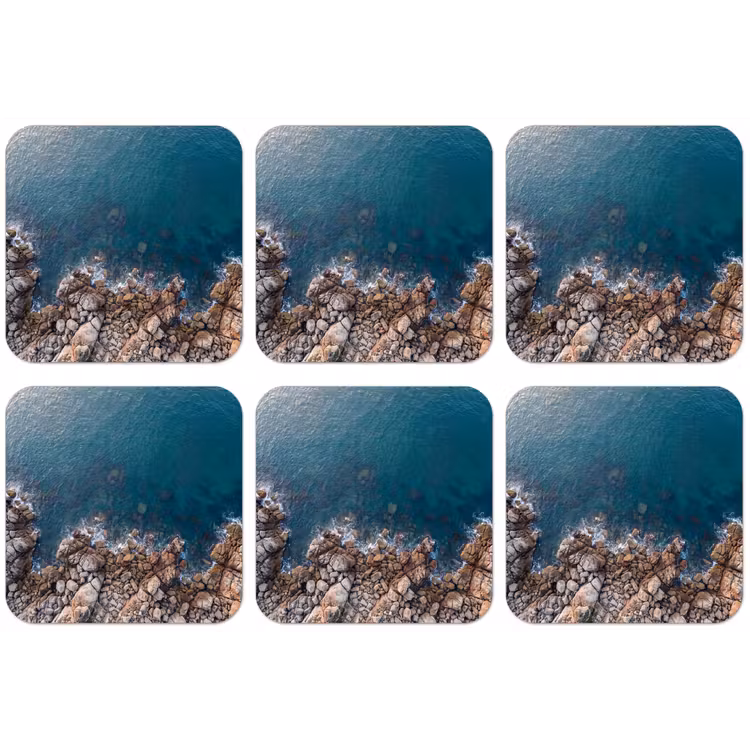 Zee - Kustlijn - Natuur - Abstract - Blauw onderzetter kurk middel -zkaufland3dotto
