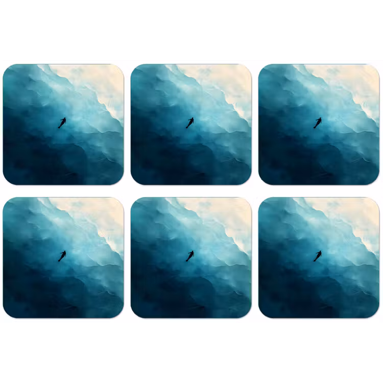 Zee - Silhouet - Abstract - Blauw onderzetter kurk middel -zkaufland3dotto