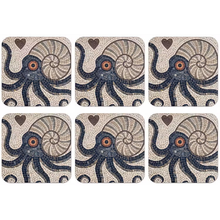 Zeeleven - Mozaïek - Kunst - Vintage - Beige onderzetter kurk middel -zkaufland3dotto