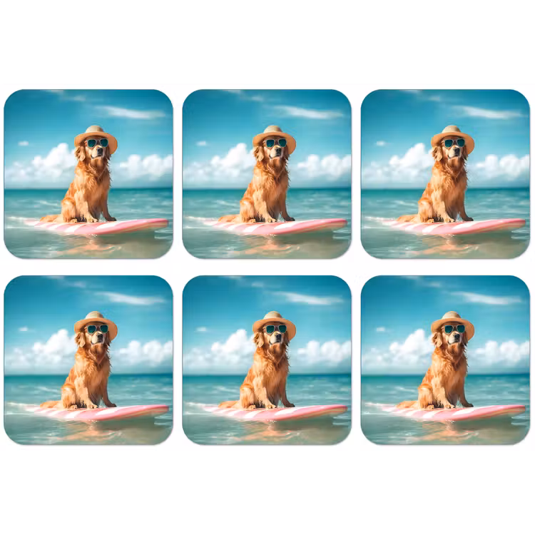 Zeewater - Hond - Golden retriever - Zonnebril onderzetter kurk middel -zkaufland3dotto