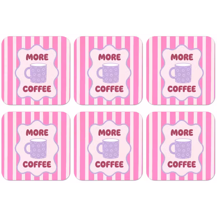 More coffee - Roze - Paars - Strepen - Mok onderzetter kurk middel -zkaufland3dotto