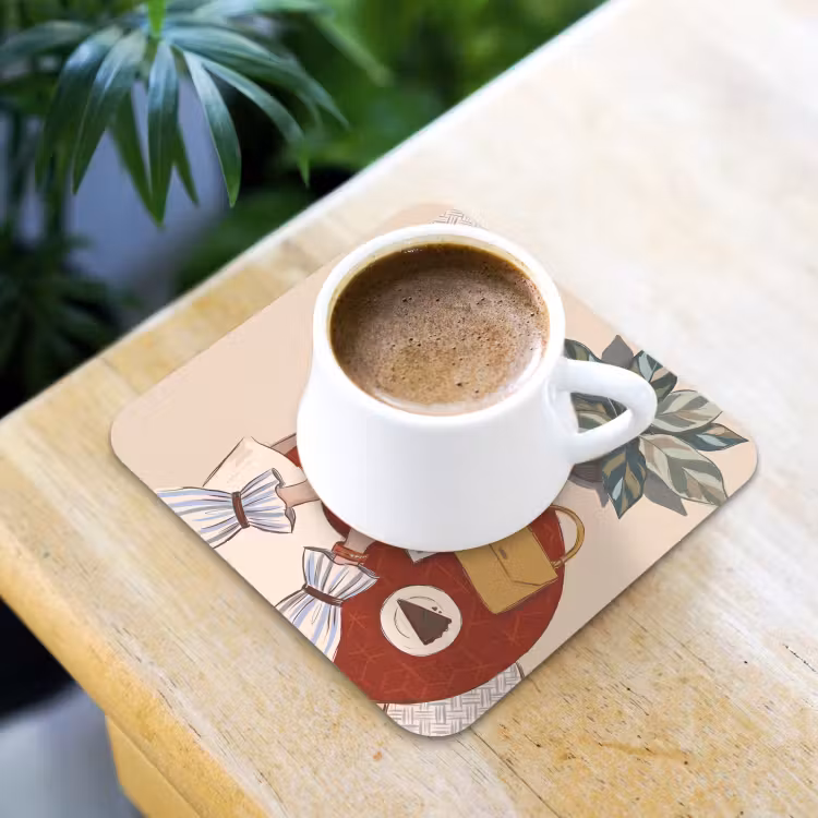 Mensen - Cafe - Koffie - Stadsleven - Modern onderzetter kurk middel -sfeer5