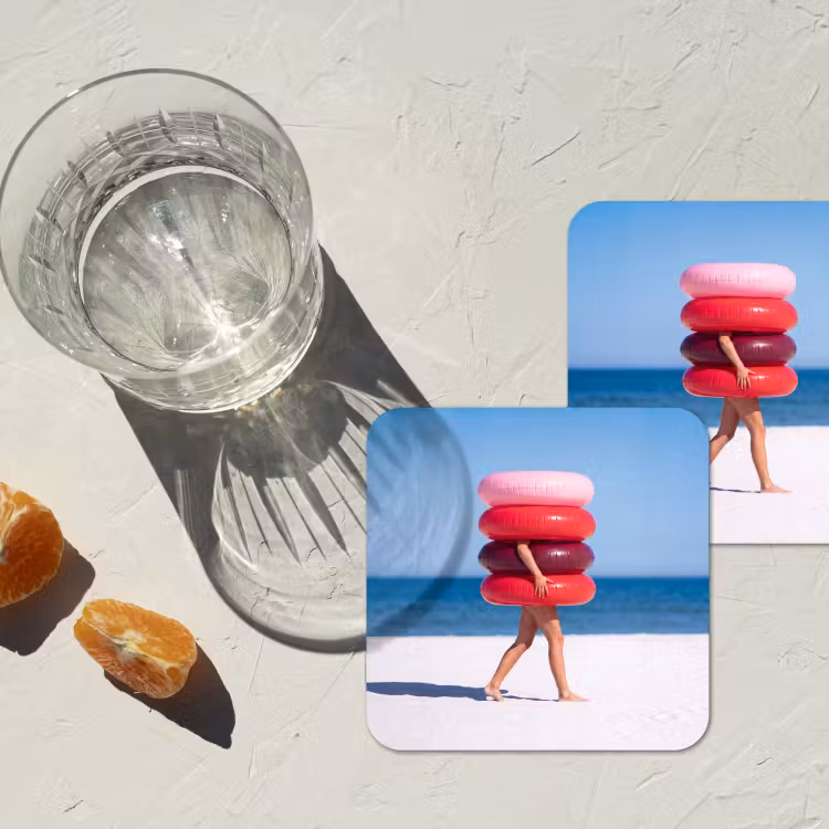 Mensen - Strand - Zomer - Recreatie - Kleurrijk onderzetter kurk middel -sfeer4