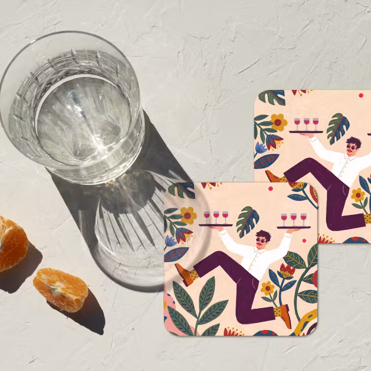 Mensen - Dienblad - Eten - Modern - Kleurrijk onderzetter kurk middel -sfeer4