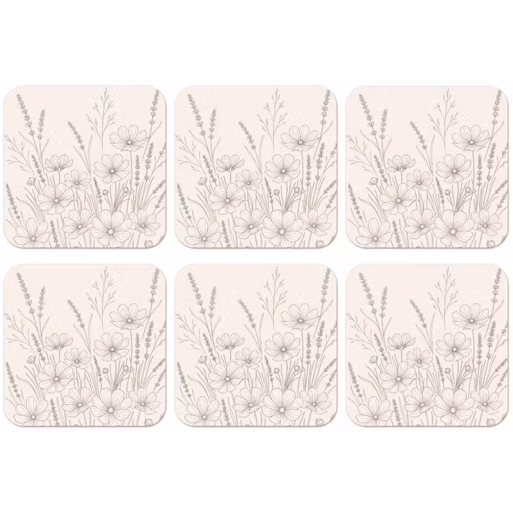 Minimalistisch - Modern - Bloemen - Beige onderzetter kurk middel -zkaufland3dotto