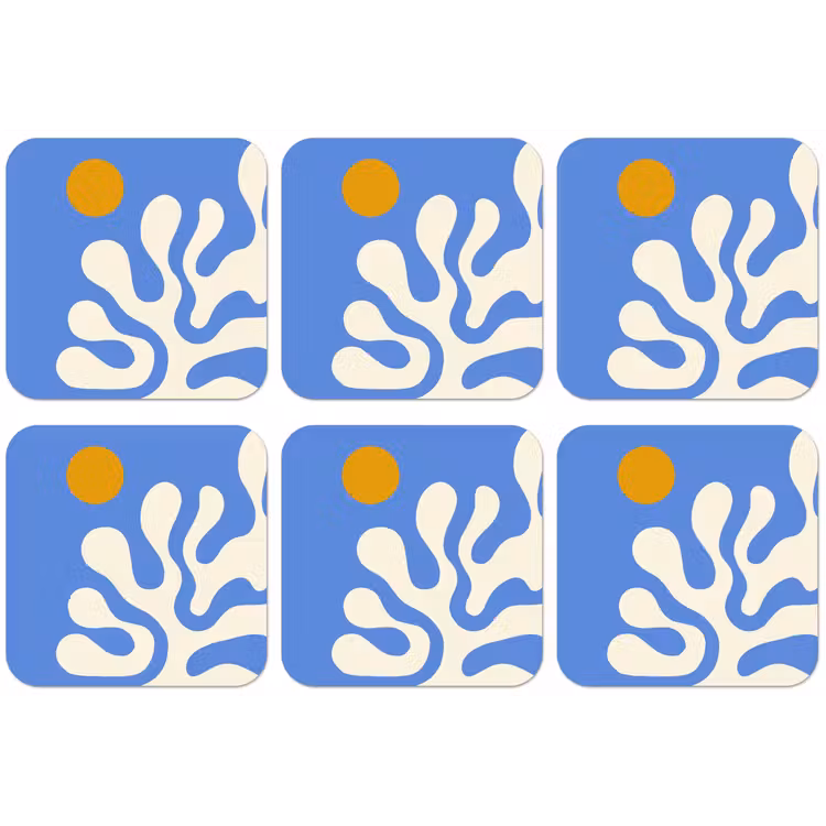 Minimalistisch - Organisch patroon - Blauw onderzetter kurk middel -zkaufland3dotto