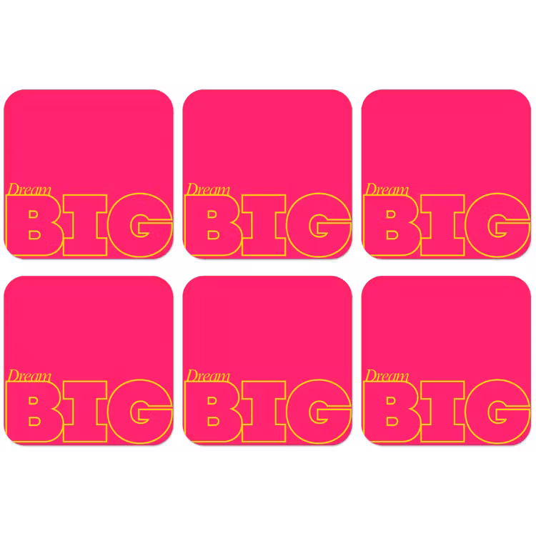 Minimalistisch - Roze - Dream big - Grafisch onderzetter kurk middel -zkaufland3dotto
