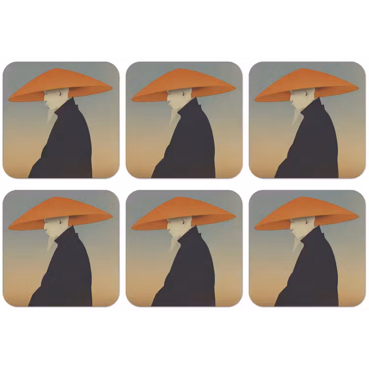 Minimalistisch - Silhouet - Oranje onderzetter kurk middel -zkaufland3dotto