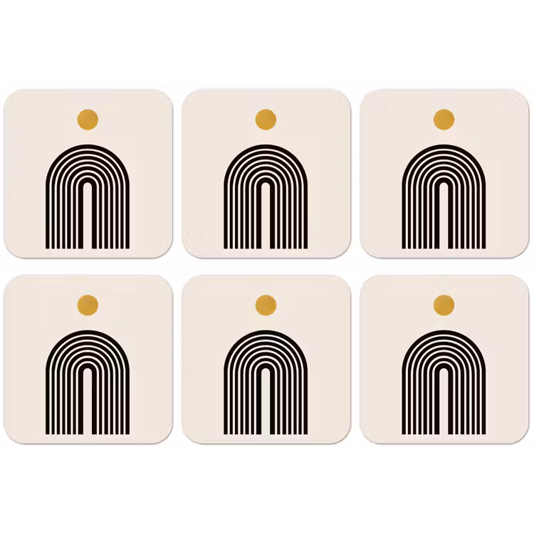 Minimalistisch - Zwarte boog - Gouden cirkel onderzetter kurk middel -zkaufland3dotto