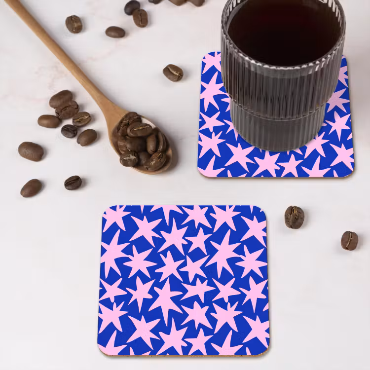 Modern - Sterren - Blauw onderzetter kurk middel 366 -sfeer2