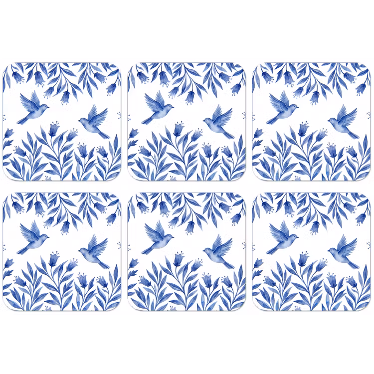 Modern - Vogels - Delfts - Blauw onderzetter kurk middel -zkaufland3dotto