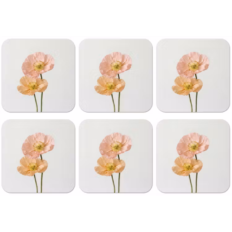 Papavers - Botanisch - Roze onderzetter kurk middel -zkaufland3dotto