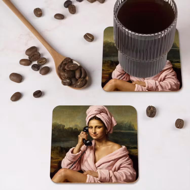 Mona - Klassiek - Roze onderzetter kurk middel -sfeer2