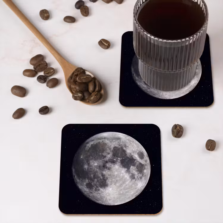 Untersetzer - Mond – Sterne – Weltraum - Maan - Sterren - Ruimte onderzetter kurk middel