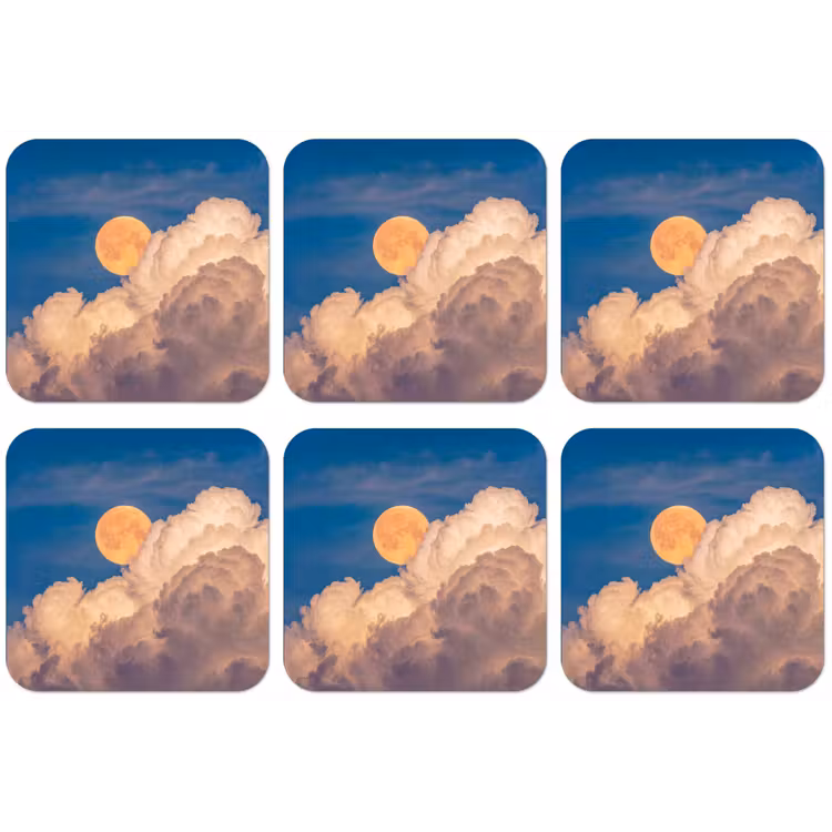 Maan - Wolken - Natuur - Oranje onderzetter kurk middel -zkaufland3dotto