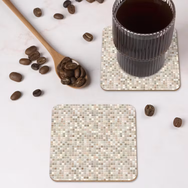 Mozaïek - Patroon- Taupe onderzetter kurk middel 366 -sfeer2