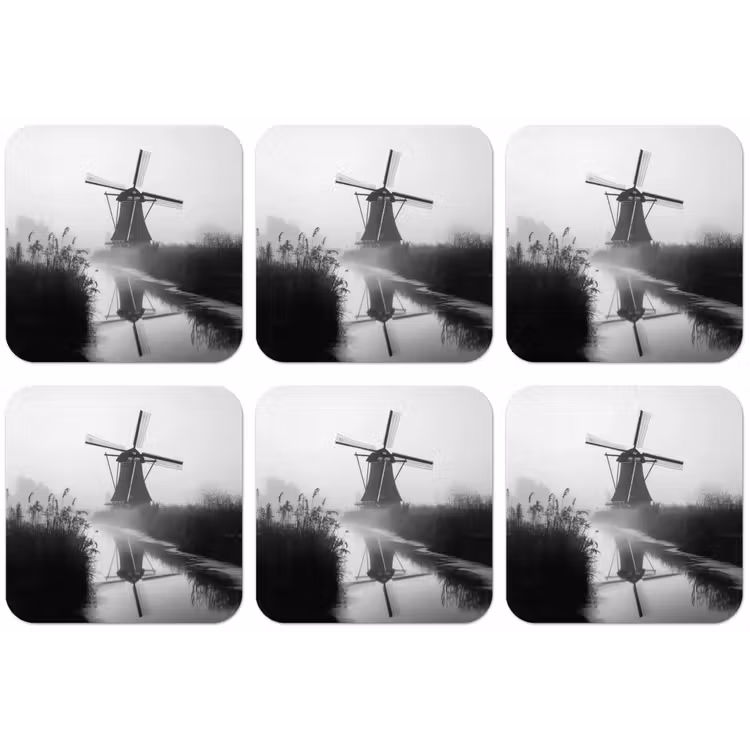 Molen - Weerspiegeling - Landschap - Water onderzetter kurk middel -zkaufland3dotto