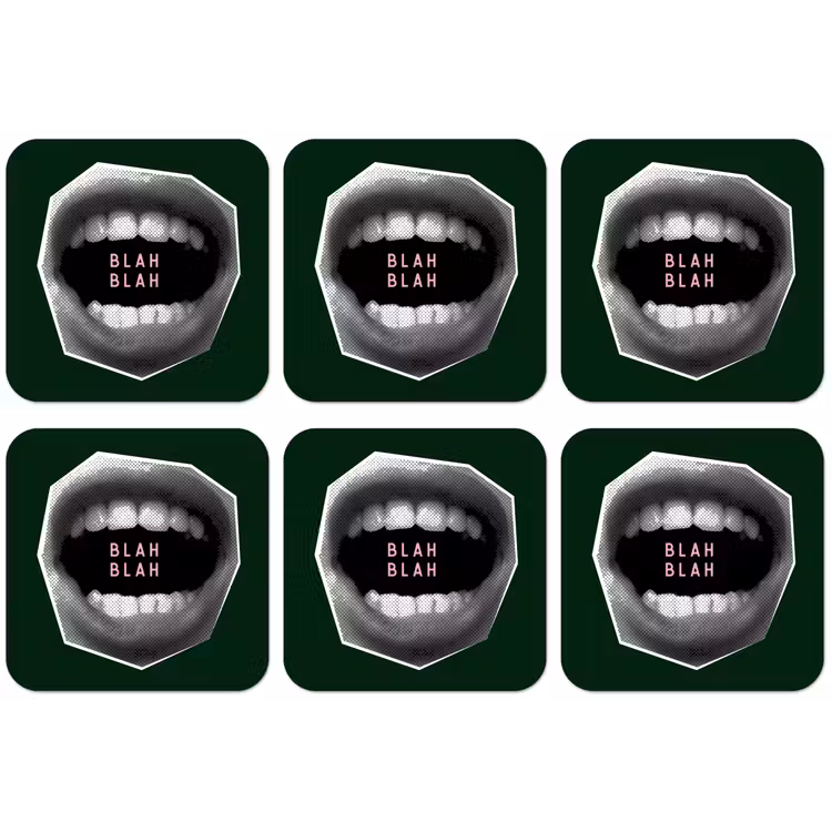 Mond - Groen - Illustratie - BLAH BLAH onderzetter kurk middel -zkaufland3dotto