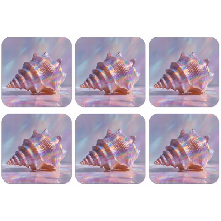 Schelp - Glanzend - Regenboogtinten onderzetter kurk middel -zkaufland3dotto