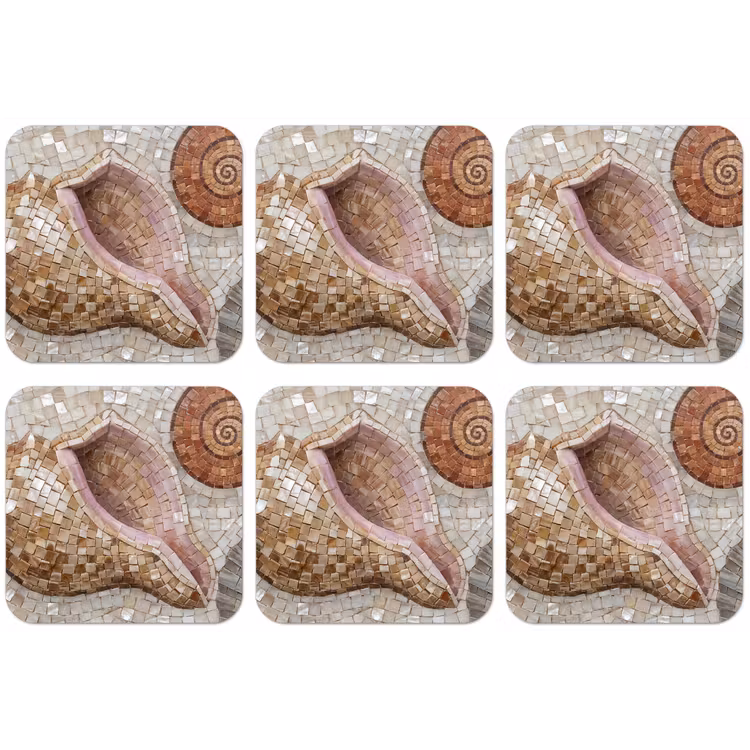Schelp - Mozaïek - Zee - Beige - Modern onderzetter kurk middel -zkaufland3dotto