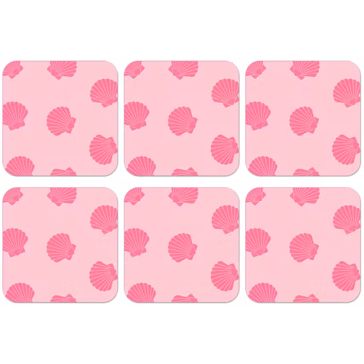Schelp - Patroon - Zee - Modern - Roze onderzetter kurk middel -zkaufland3dotto