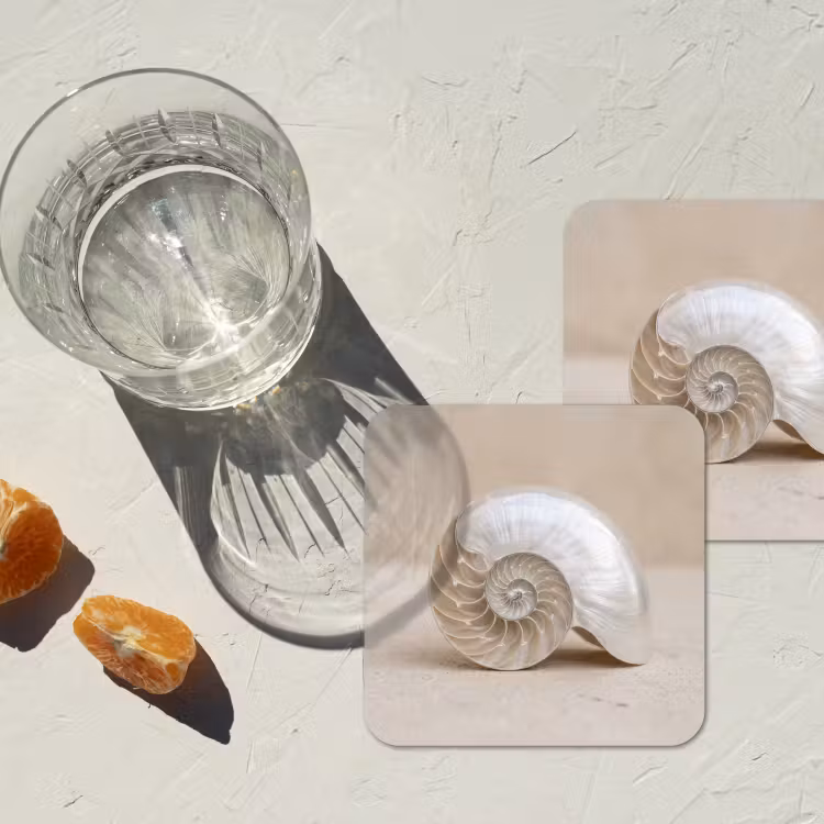 Schelp - Spiraal - Beige onderzetter kurk middel -sfeer4
