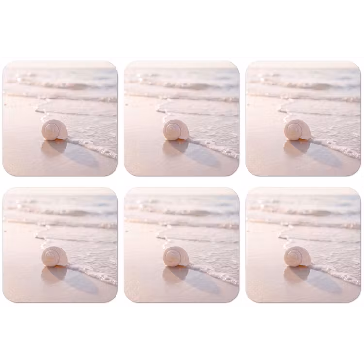 Zeeschelp - Strand - Zee - Natuur - Beige onderzetter kurk middel -zkaufland3dotto