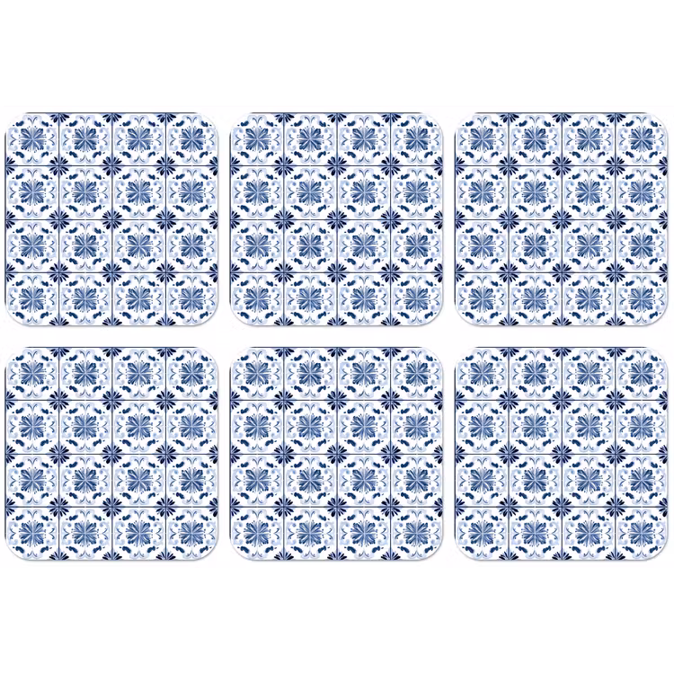 Patroon - Tegel - Blauw onderzetter kurk middel 366 -zkaufland3dotto