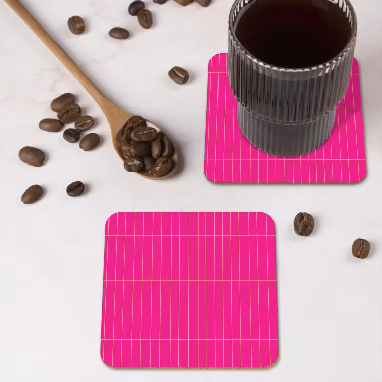 Patroon - Tegel - Magenta - Roze onderzetter kurk middel 366 -sfeer2