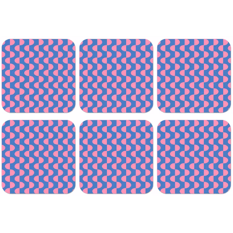 Patroon - Halve cirkels - Abstract - Modern - Roze - Blauw onderzetter kurk middel -zkaufland3dotto