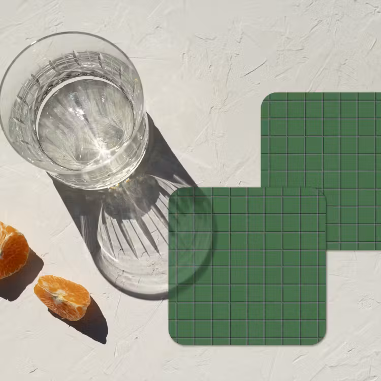Patroon - Tegels - Groen onderzetter kurk middel 366 -sfeer4