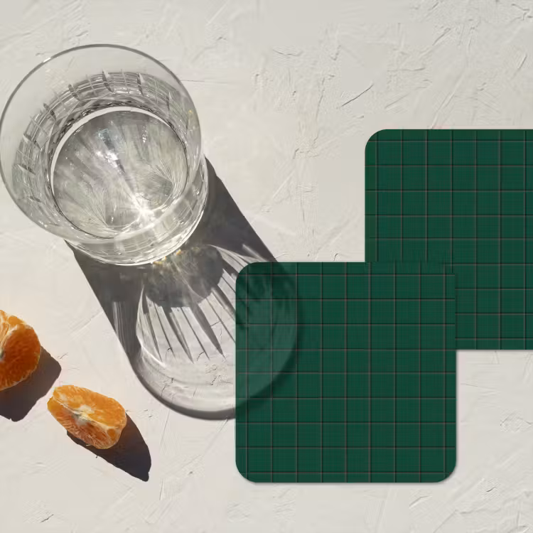 Patroon - Tegels - Dennen - Groen onderzetter kurk middel 366 -sfeer4