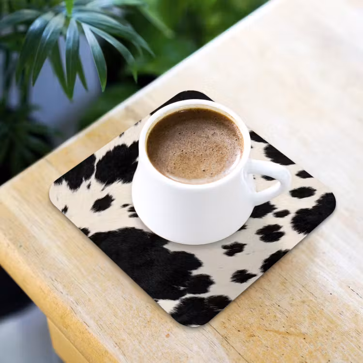 Patroon - Vacht - Zwart - Wit onderzetter kurk middel -sfeer5