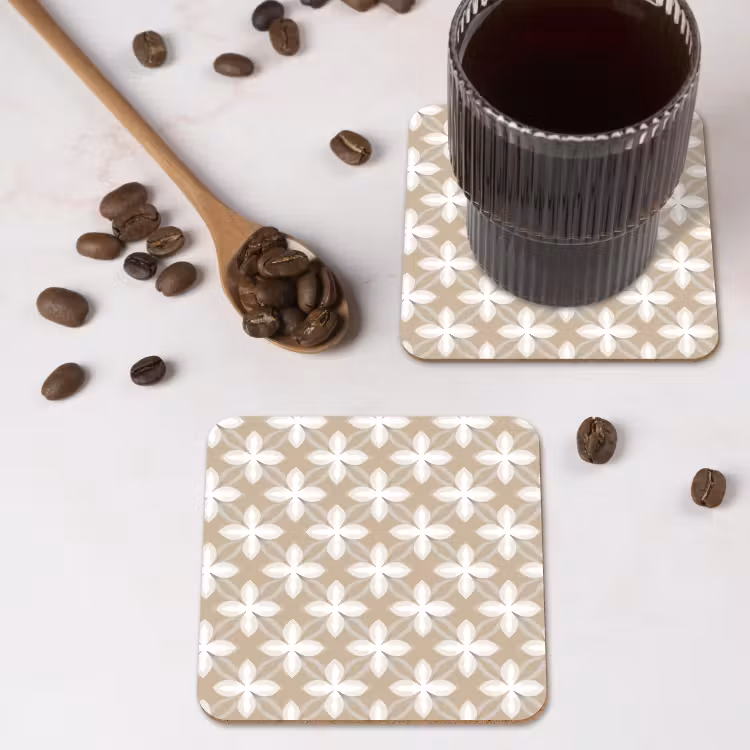 Patroon - Symmetrisch - Beige onderzetter kurk middel 366 -sfeer2