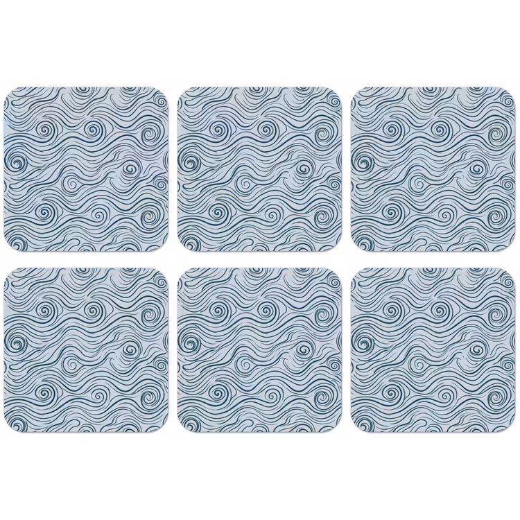 Patroon - Golven - Abstract - Modern - Blauw onderzetter kurk middel -zkaufland3dotto
