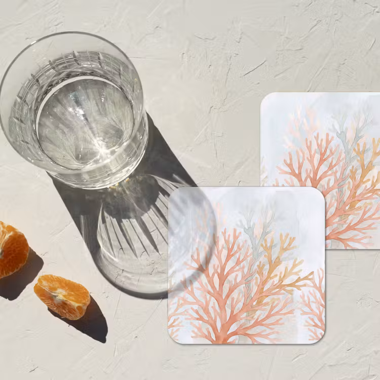 Natuur - Abstract - Aquarel - Organisch - Warm onderzetter kurk middel -sfeer4