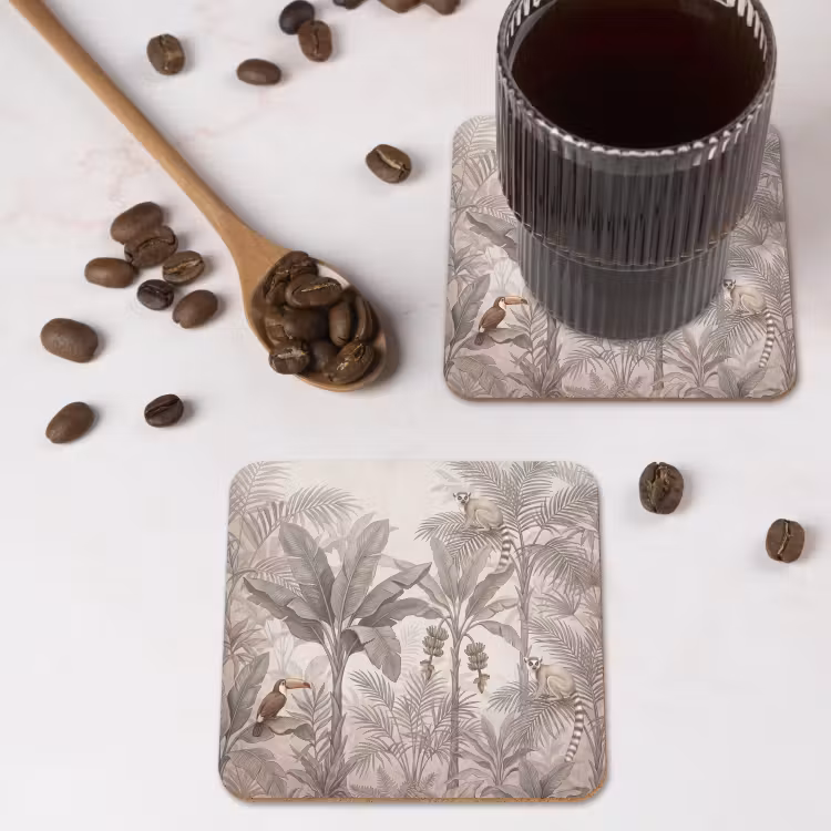 Natuur - Jungle - Ringstaartmaki - Bruin onderzetter kurk middel -sfeer2