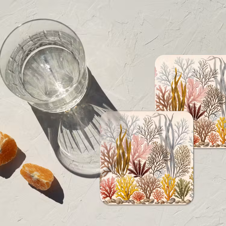 Natuur - Onderwater - Botanisch - Vintage - Kleurrijk onderzetter kurk middel -sfeer4