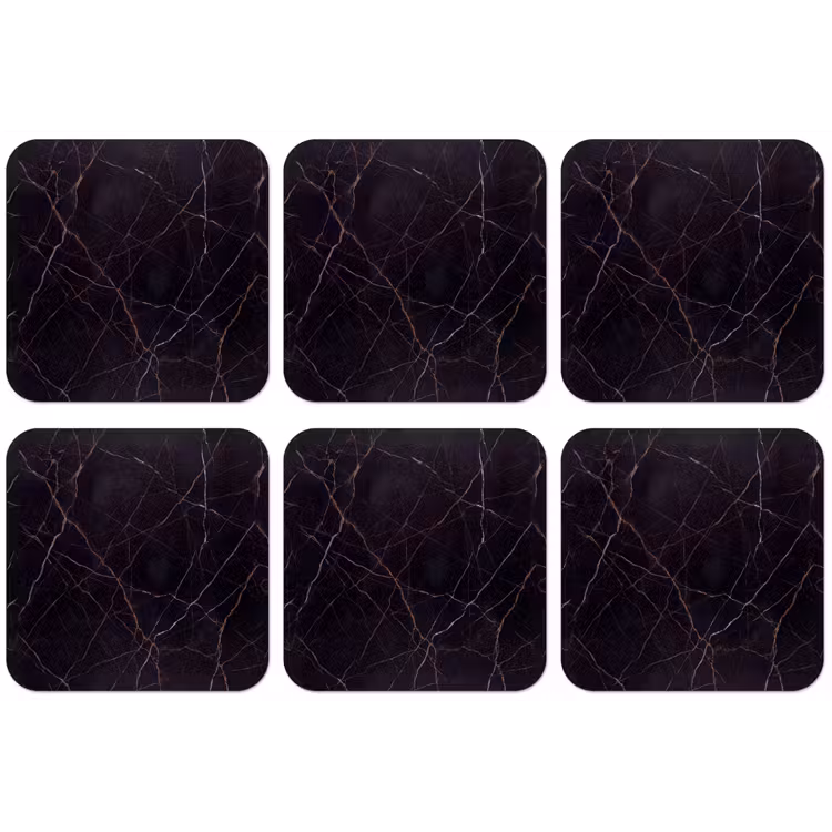 Natuursteen - Marmerpatroon - Abstract - Modern - Zwart - Goud onderzetter kurk middel -zkaufland3dotto