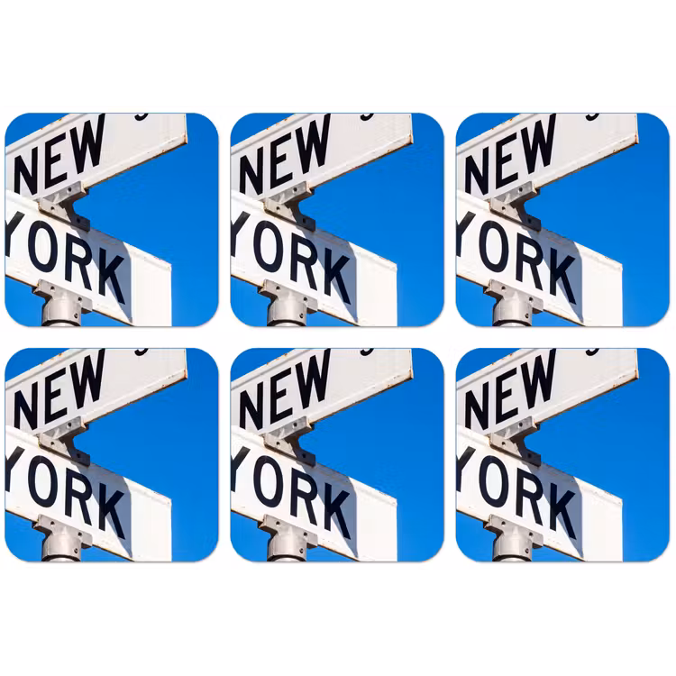 New York - Straatbord - Stad - Urban - Blauw onderzetter kurk middel -zkaufland3dotto