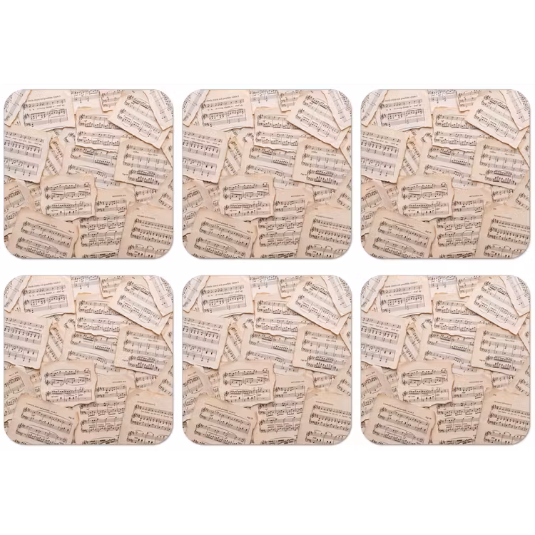 Bladmuziek - Oud - Noten - Vintage - Beige onderzetter kurk middel -zkaufland3dotto