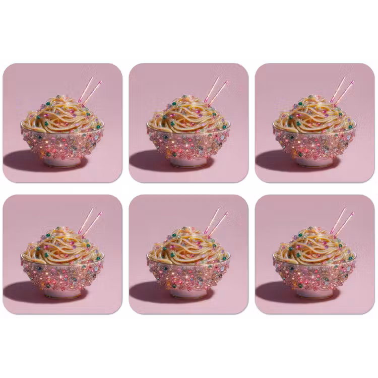 Noodles - Edelstenen - Stokjes - Roze onderzetter kurk middel -zkaufland3dotto