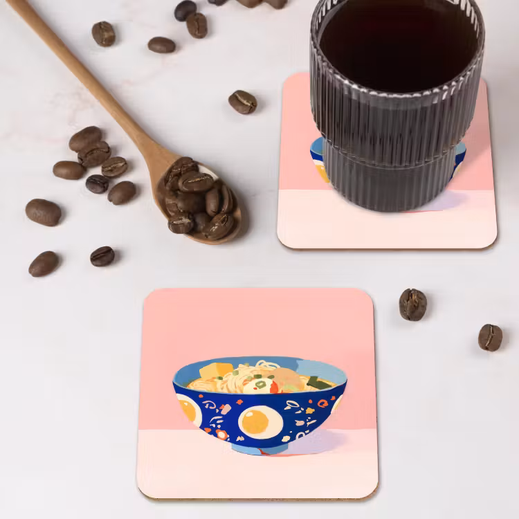 Noodles - Kom - Blauw - Illustratie onderzetter kurk middel -sfeer2