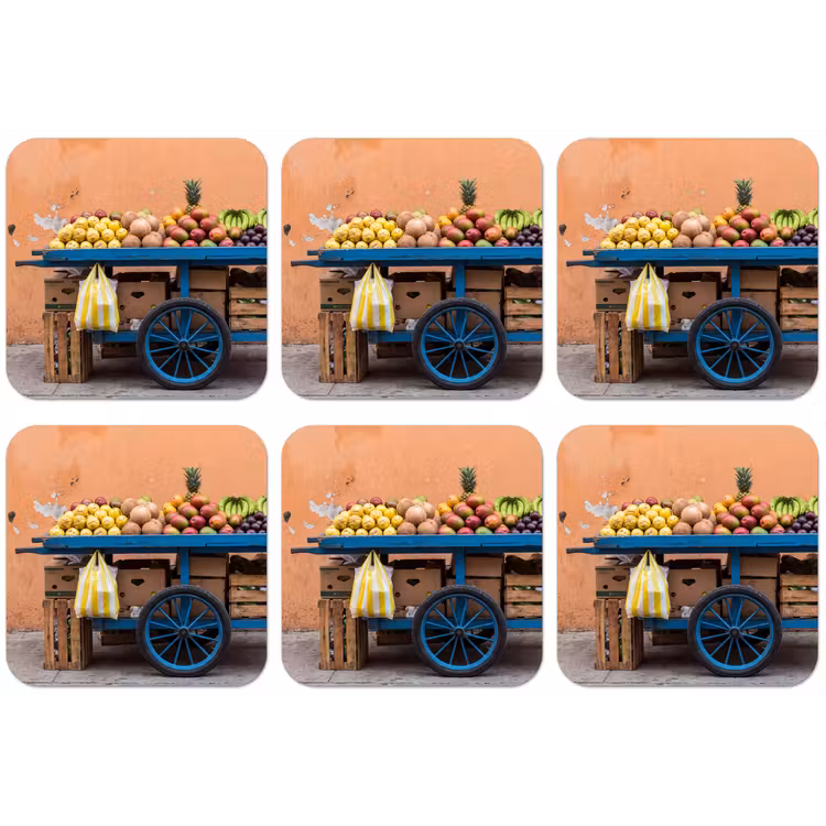 Untersetzer - Obst – Kar – Straße - Fruit - Kar - Straat onderzetter kurk middel
