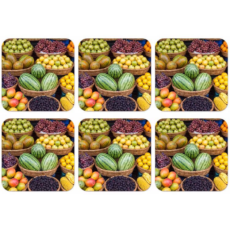 Untersetzer - Obst – Markt – Bunt - Fruit - Markt - Kleurrijk onderzetter kurk middel
