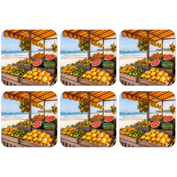 Untersetzer - Obst – Strand – Tropisch - Fruit - Strand - Tropisch onderzetter kurk middel