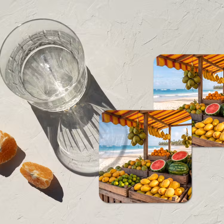 Untersetzer - Obst – Strand – Tropisch - Fruit - Strand - Tropisch onderzetter kurk middel