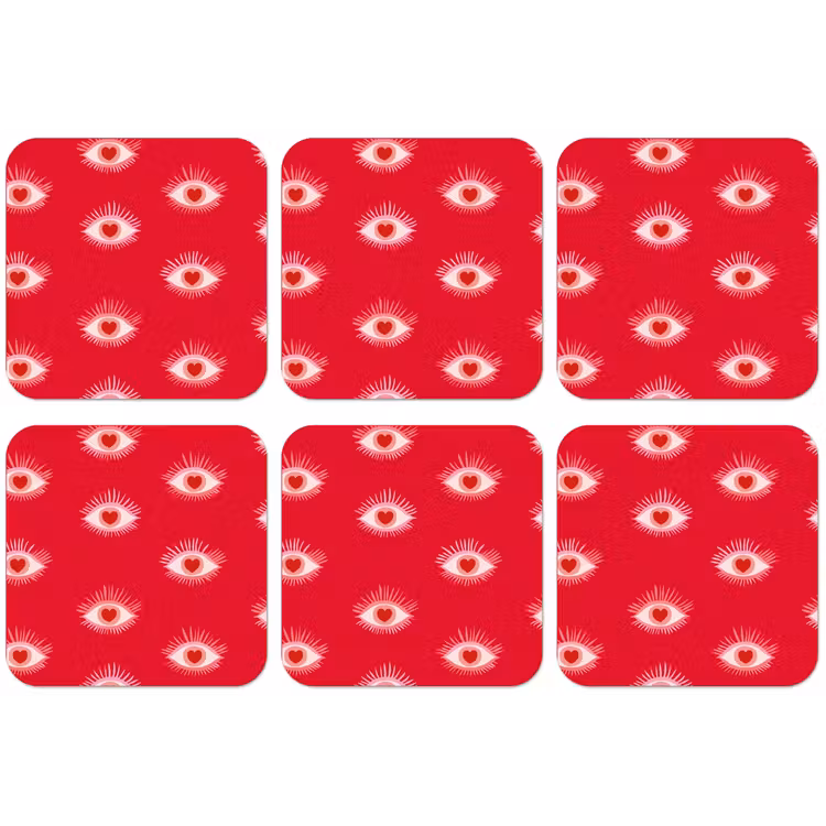 Ogen - Hart - Abstract - Rood - Roze onderzetter kurk middel 366 -zkaufland3dotto