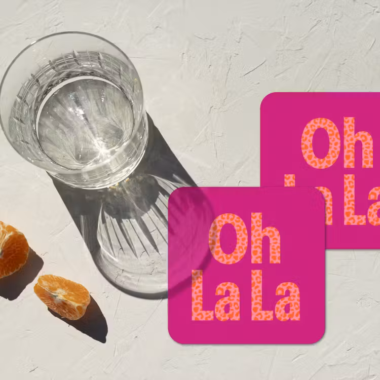 Oh la la - Luipaardprint - Roze onderzetter kurk middel -sfeer4