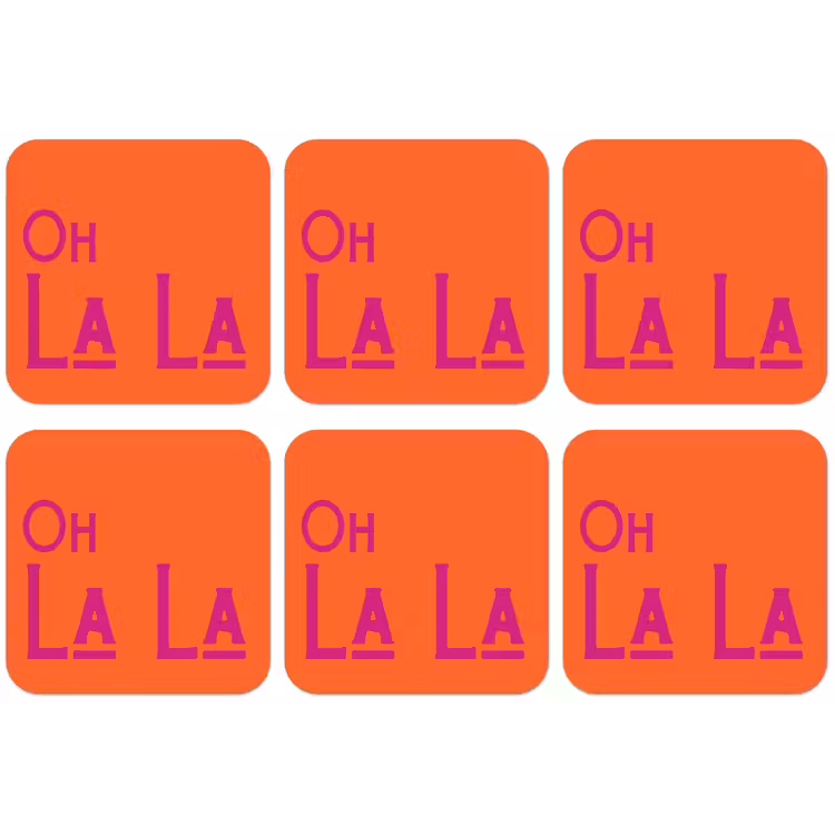 Oh la la - Oranje - Roze - Scheeflettertype onderzetter kurk middel -zkaufland3dotto